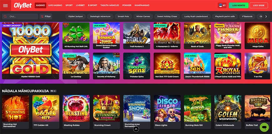 OlyBet kasiino mängude valik