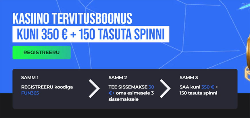 OlyBet Casino tervitusboonus - saa €350 eest boonuseid + 150 tasuta spinni