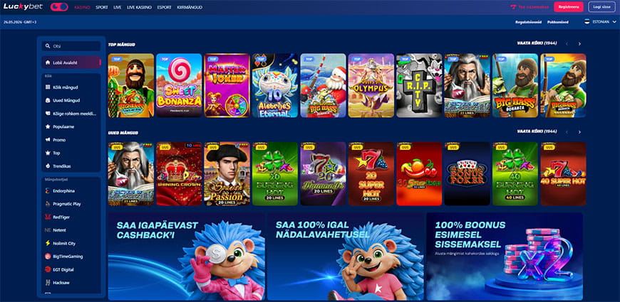 Luckybet kasiino mängude valik
